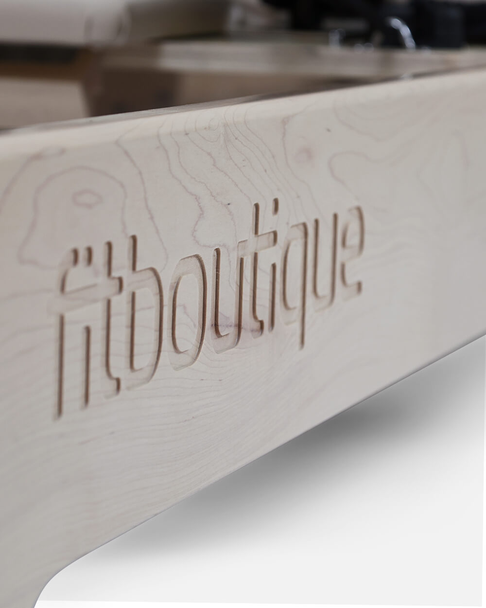 FitBoutique Logo on Reformer Close Up View