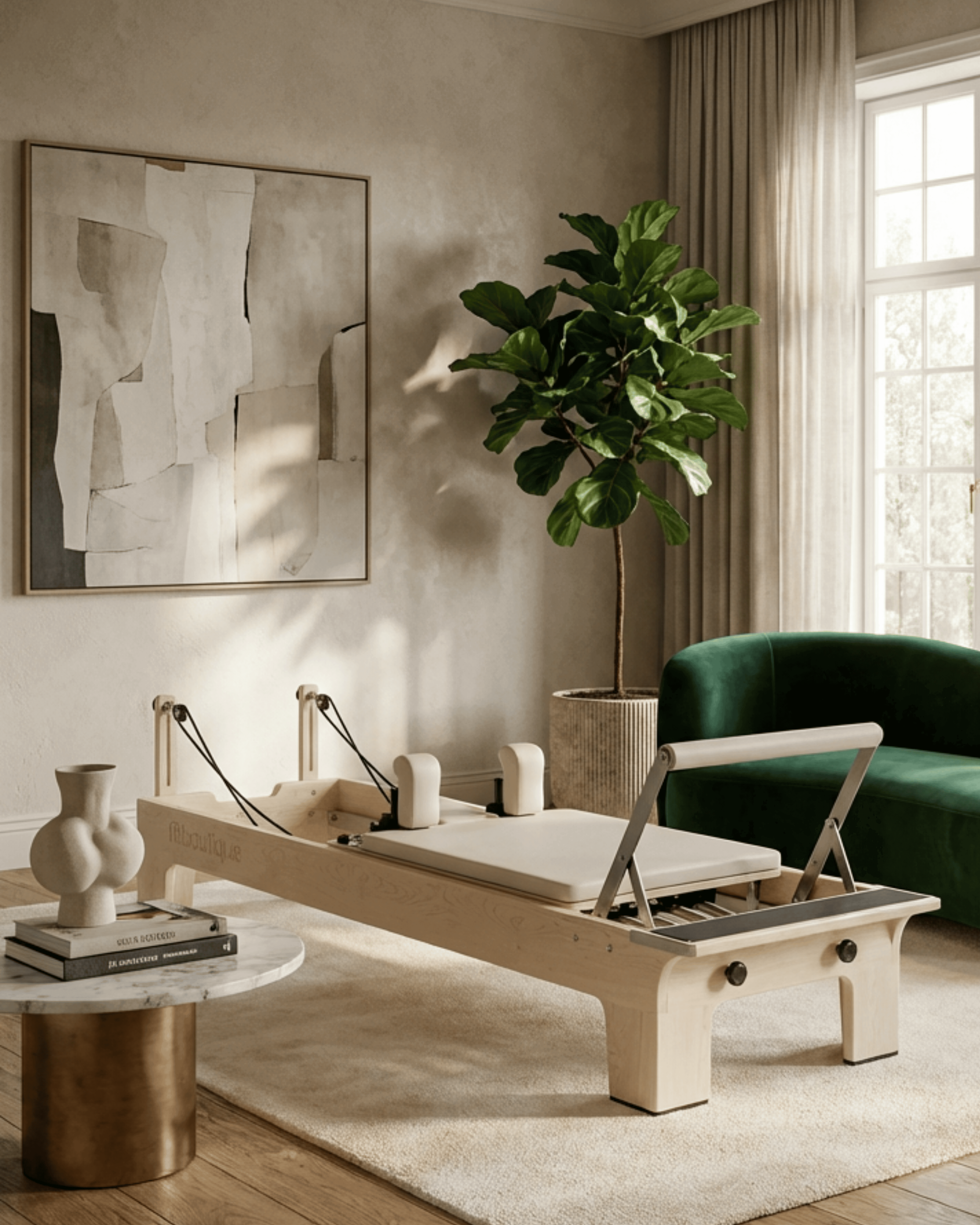 FitBoutique I Perlino Reformer in a Modern Living Space.