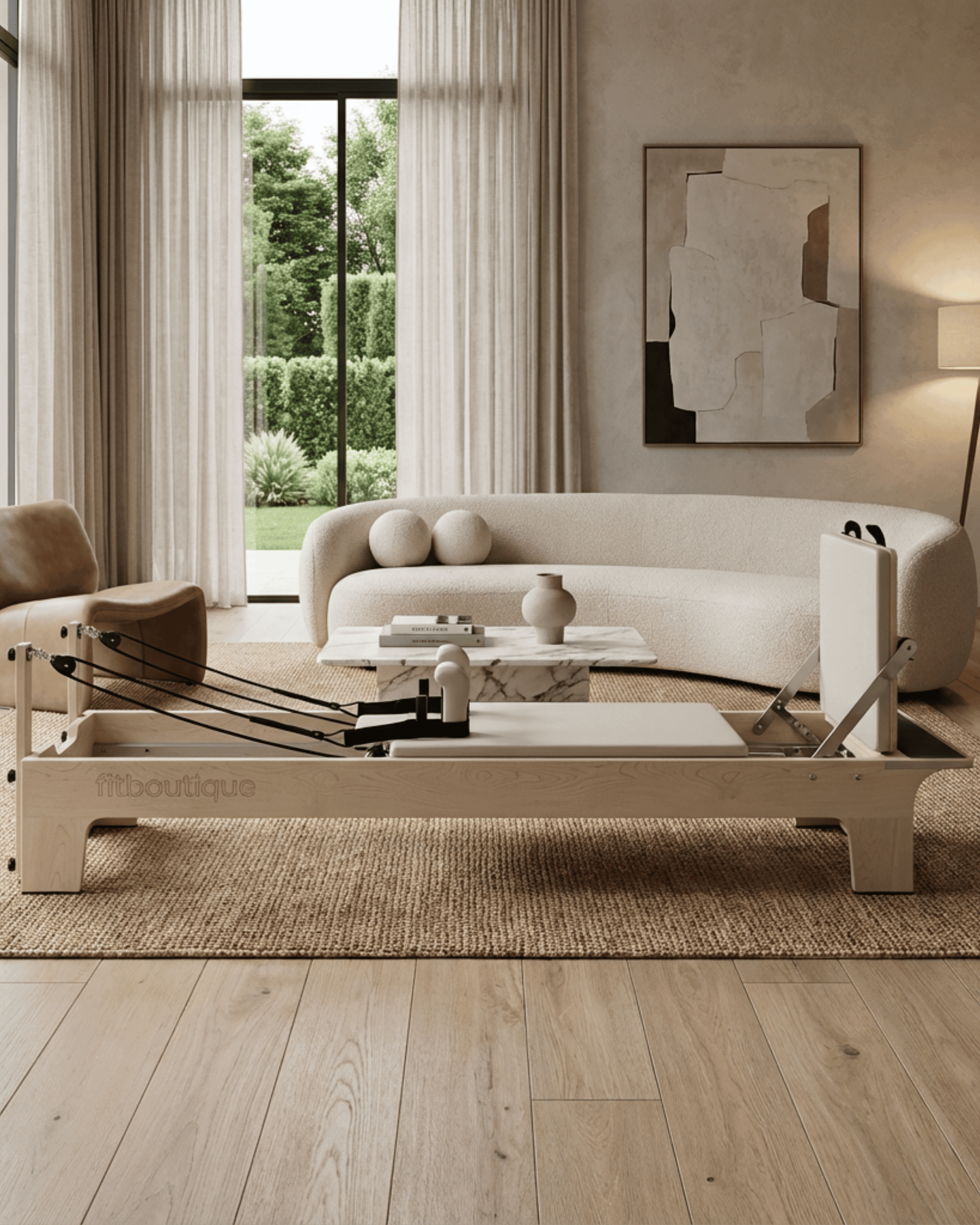 FitBoutique I Perlino Reformer in a Minimalist Living Room